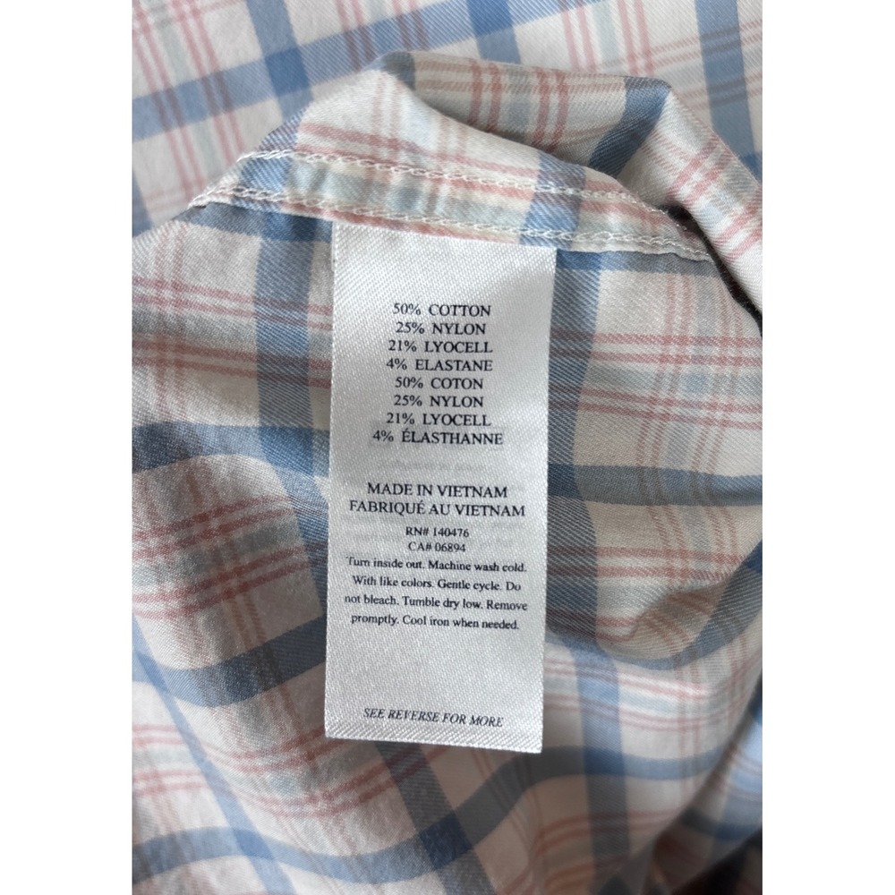 Faherty Shirt Mens Small Blue White Pink Plaid Button Down Long Sleeve Preppy - Picture 6 of 6